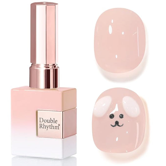 Double Rhythm 0.50 OZ Translucent Gel Polish Same Color Same Bottle Sheer Pastel Neutral Natural Milky 15 ML Jelly UV Nail Art DIY at Home (Nude Pink-A1626)-BrightBean Baby
