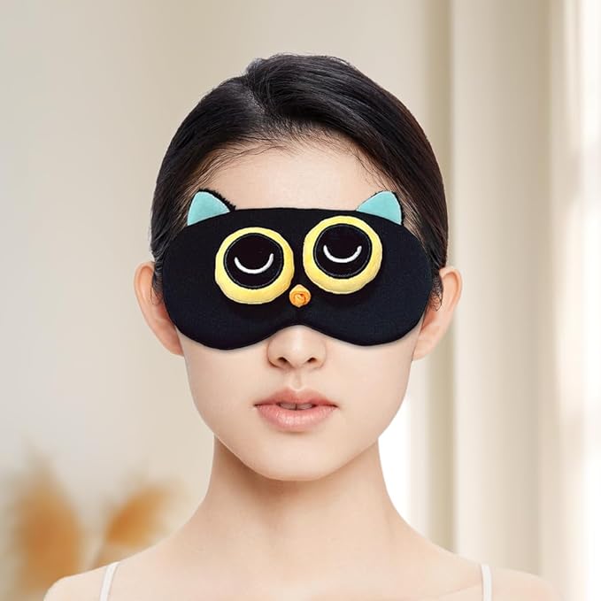 PERFECTSIGHT Owl Sleep Eye Masks, Cute Plush Sleep Eye Cover Lightweight Adjustable Eyeshade Faux Fur Mask Cover for Women Men Sleep Travel Nap-BrightBean Baby