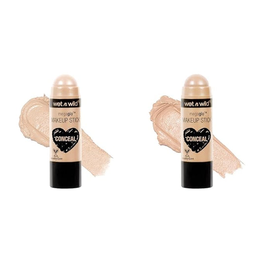wet n wild MegaGlo Conceal and Contour Neutral Follow Your Bisque,1 Ounce and Nude For Thought Makeup Sticks Bundle-BrightBean Baby