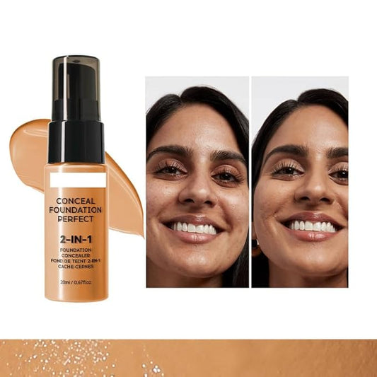 6 Colors Liquid Foundation Long-Lasting,Poreless Liquid Oil Concealer Foundation For All Skin Type,Waterproof & Sweat-Proof,Easy To Push Away,Flawless Finish Foundation,Balanced Skin Color-BrightBean Baby