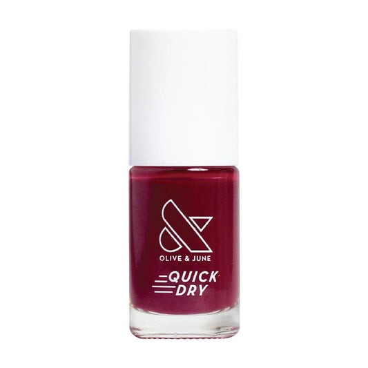Olive & June Quick Dry Nail Polish | Instant, Fast-Drying, Smudgeproof Color | 15-free, Vegan, Cruelty-Free Formula | Lasts up to 5 Days | Salon-Quality Manicure Pedicure at Home | Cabernet | Wine Red-BrightBean Baby