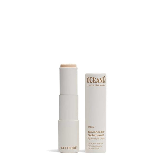 ATTITUDE Oceanly Light Coverage Under Eye Concealer Stick, Titanium Dioxide-Free, EWG Verified, Plastic-Free, Vegan & Cruelty-free Makeup, Cream, 0.2 Ounces-BrightBean Baby