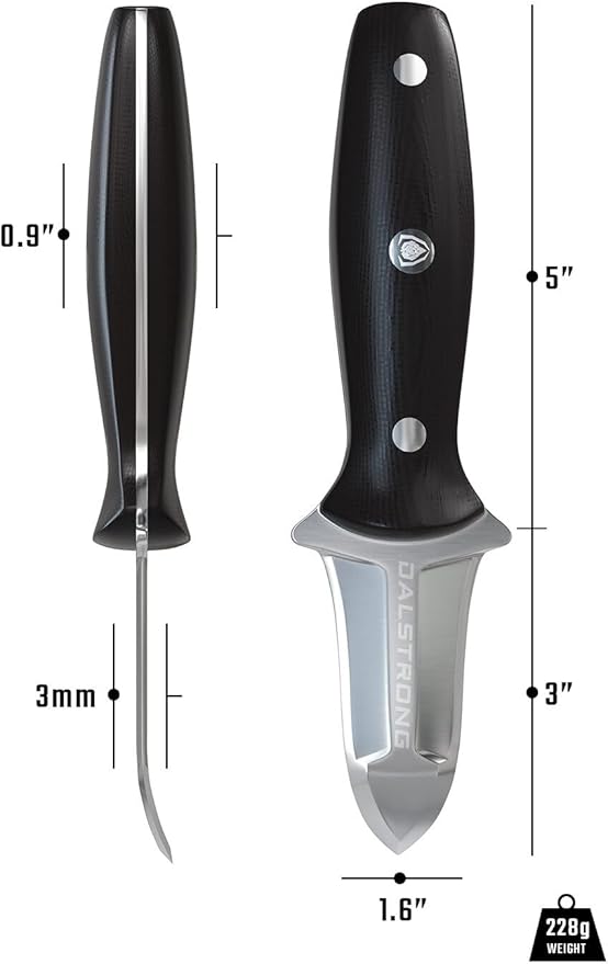 Dalstrong Clam Shucking Knife- 3” Boston Style Shellfish & Oyster Shucker Clamp Knife - Gladiator Series Elite - Forged HC German Steel - Crab Eating Utensils- G10 Handle - W/Sheath - NSF Certified