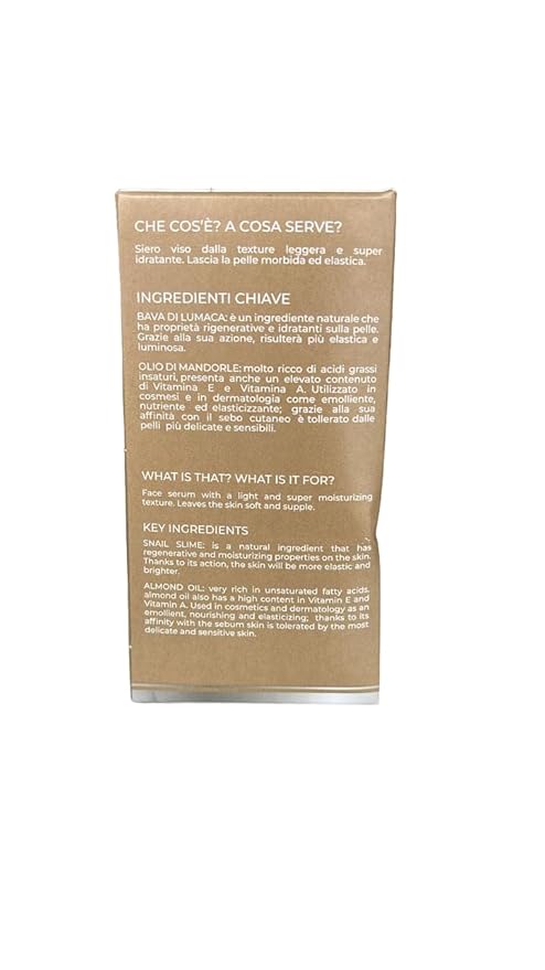 Siero Occhi e Labbra ala Bava di Lumaca e Olio di Mandorle with Snail Slime and Almond Oil for All Skin Types, 30 ml (Fl Oz 1.0) 1 unit - Made in Italy [italian import].-BrightBean Baby