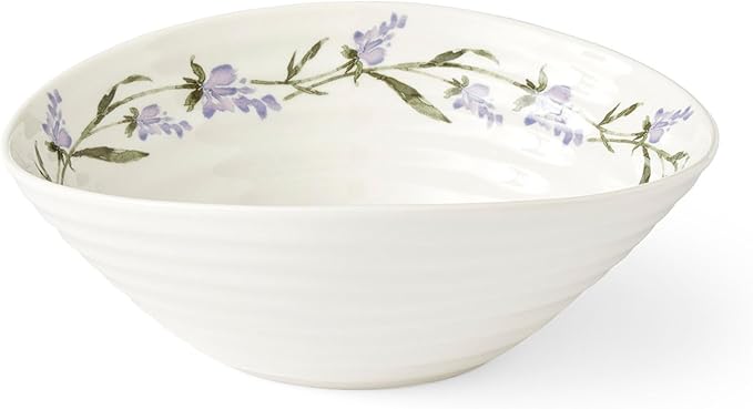 Portmeirion Sophie Conran Lavandula Cereal Bowl - 7.5 Inch Porcelain Soup & Ice Cream Bowls with Lavender Spring Design, Ripple Texture, Freezer to Oven Safe Dinnerware Collection