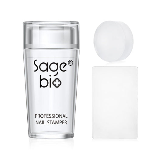 Nail Art Stamper Clear Silicone Nails Stamping Jelly with Scraper Transparent Visible Body DIY Manicure Nail Art Tool For DIY Nail Decor French Nail Manicure-BrightBean Baby