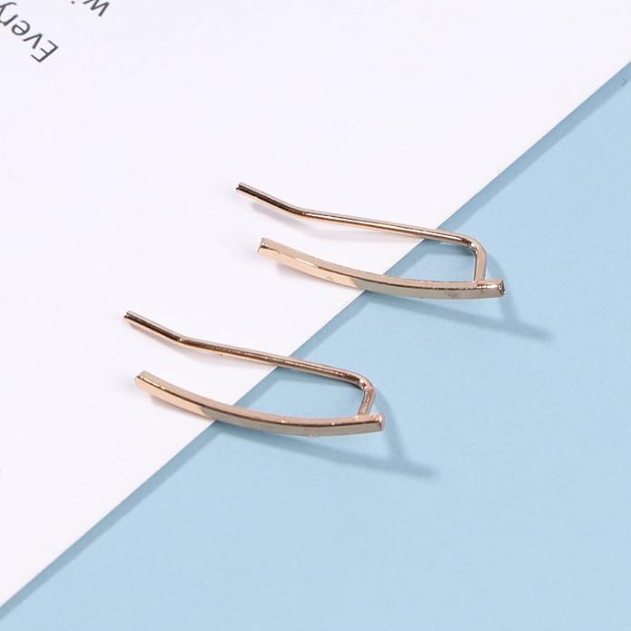 Boho Bar Ear Climber Earrings Gold Stick Studs Earrings Bar Ear Crawler Earrings Geometric Minimalist Earrings Jewelry for Women and Girls-BrightBean Baby