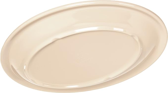 Carlisle FoodService Products Kingline Plastic Oval Platter Oval Tray for Home and Restaurant, Melamine, 12 x 9 Inches, Tan, (Pack of 12)
