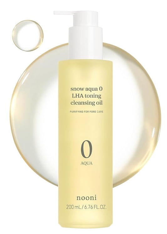 NOONI Facial Cleanser - Snow Aqua 0 LHA Toning Cleansing Oil | Makeup Blackhead Remover, Pore Control, Glass Skin, Help Control Sebum, Revitalizing, Moisturizing, Korean Skin Care, 6.76 Fl Oz (200 ml)-BrightBean Baby