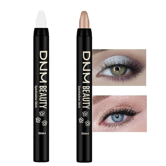 Kaely 2Pcs Cream Eyeshadow Stick Set for Eyes,Pearl White & Mocha Beige Shimmer Pen,Eye Brightener Halloween Makeup,sombras para ojos,Smooth Eye Shadow Highlighter Crayon Pencil Waterproof,01+14-BrightBean Baby