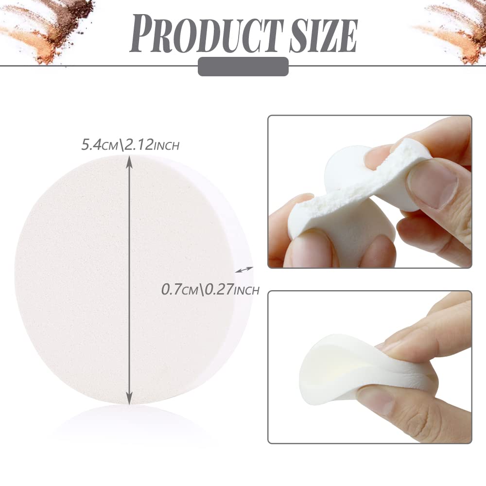 Vmiapxo 48 Pieces White Makeup Sponge, Cosmetic Sponge Round Foam Pad, Compact Facial Powder Puff, Beauty Makeup Foundation Powder Blender for All Skin Types Wet and Dry Dual Use-BrightBean Baby