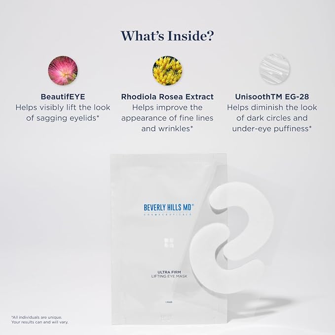 Ultra Firm Lifting Eye Mask- Visibly Lift, Tighten, Contour Eye Area for Wrinkles, Dark Circles- Skin Smoothing & Brightening- Visibly Reduce Signs of Aging w/Rhodiola Rosea Extract-BrightBean Baby