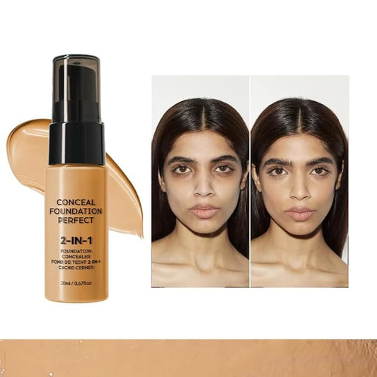 6 Colors Liquid Foundation Long-Lasting,Poreless Liquid Oil Concealer Foundation For All Skin Type,Waterproof & Sweat-Proof,Easy To Push Away,Flawless Finish Foundation,Balanced Skin Color-BrightBean Baby