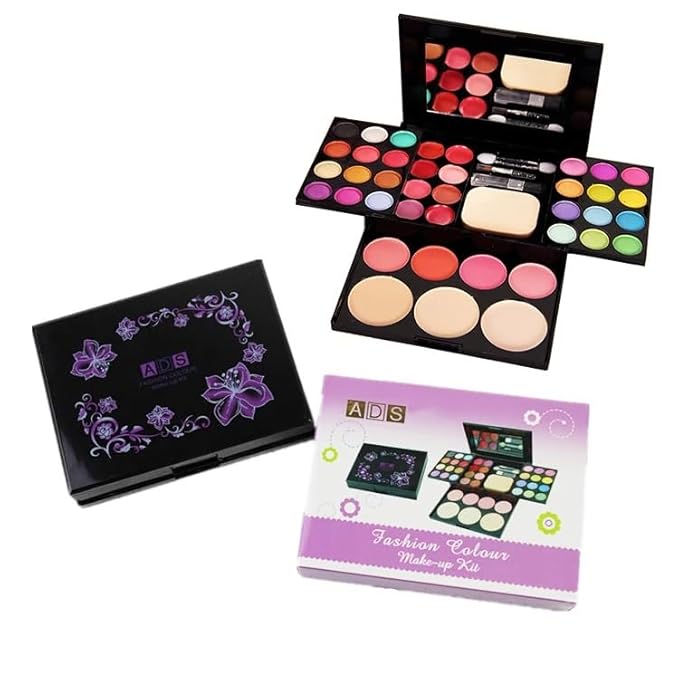 Ladies vegan girl makeup kits all in one box set cosmetic Eye shadow Palette matte gift makeup kit full blush makeup set (Multi Colored)-BrightBean Baby
