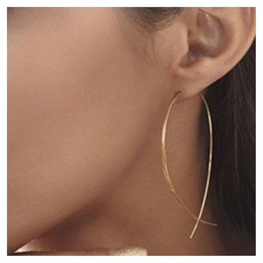 Boho Thin Arch Hoop Earrings Gold Threader Wire Earrings Open Hoop Earrings Minimal Everyday Earrings Jewelry for Women and Girls-BrightBean Baby