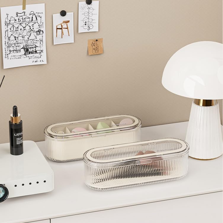 Makeup Brush Holder Organizer Clear Acrylic Makeup Sponges Organizer,Cosmetic Storage Case with Lid Display Case for Vanity (Brush Organizer)-BrightBean Baby