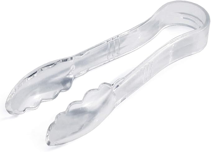 New Star Foodservice Utility Tong, High Heat Plastic, Scalloped, Set of 12 (6-Inch, Clear)