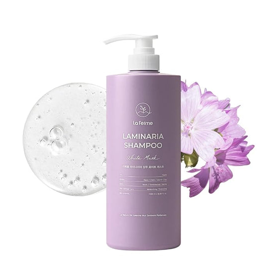 laferme Laminaria Shampoo with Organic Ingredient, Korean Clarifying Shampoo, Hydrating for Dry Hair, Strengthening for Weak Hair, Sulfate & Paraben-Free, for Women & Men, 33.8 FL OZ, White Musk-BrightBean Baby