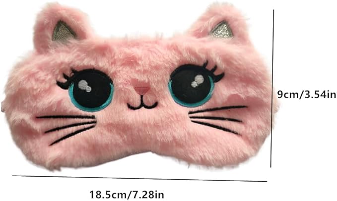 Cute Soft Plush Cat Sleeping Mask for Women Girls, Cute Animal Sleep Eye Cover Mask Eye Funny Blindfold Eyeshade for Night Nap Travel (Pink)-BrightBean Baby