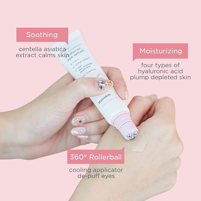 Hanskin Real Complexion Hyaluron Eye Serum, 360° Eye Massage Applicator, De-Puff Moisturize Hydrate [25ml]-BrightBean Baby