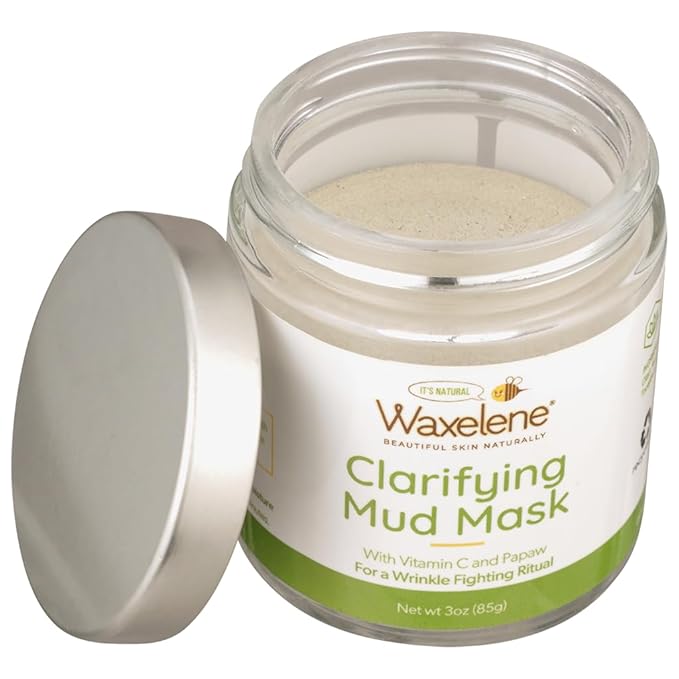 Waxelene Clarifying Mud Mask Dry Blend - Wrinkle Fighting Ritual Cleans Pores Hydrates Nourishes Skin Vitamin C Papaw Bentonite French Green Clay-BrightBean Baby