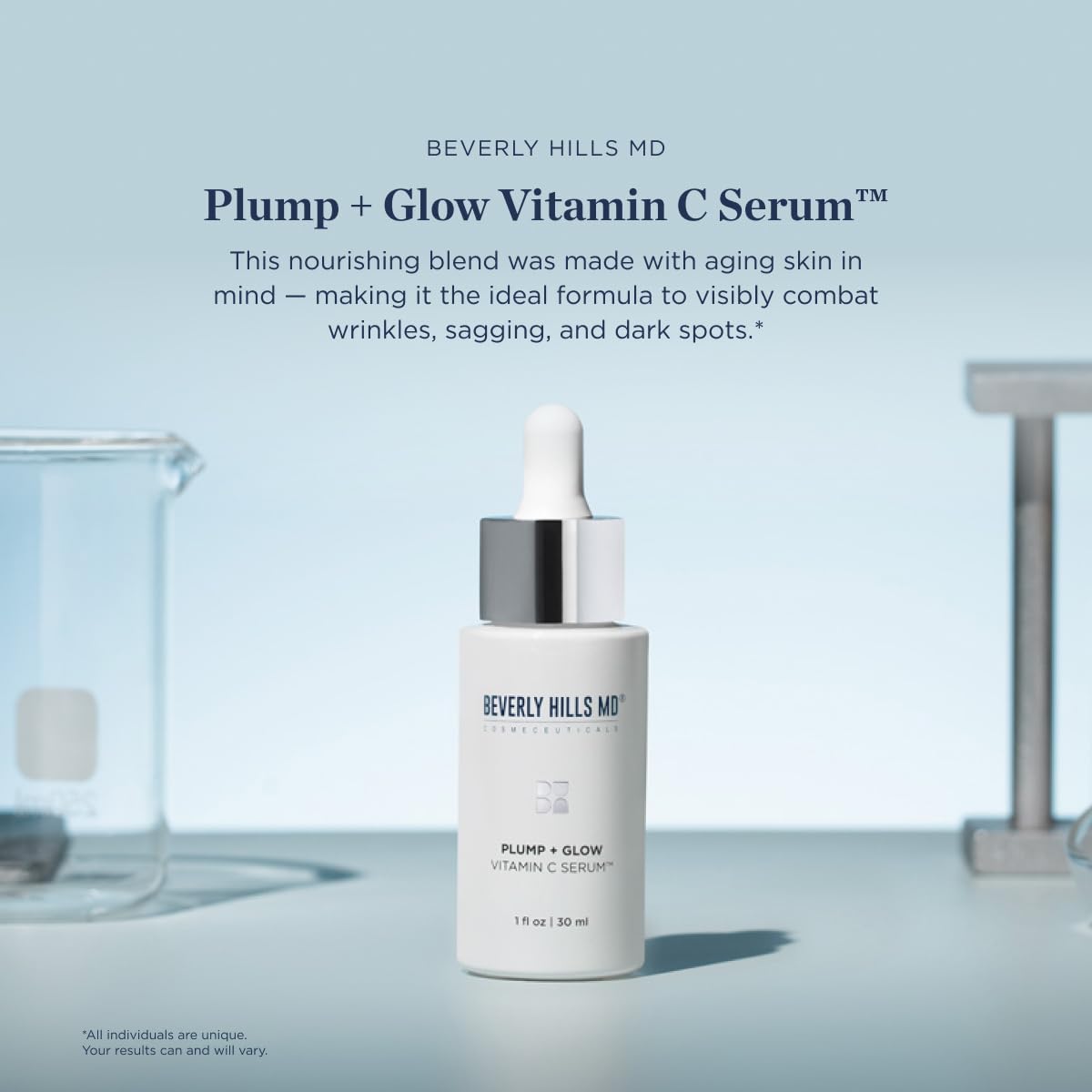 Beverly Hills MD Plump + Glow Vitamin C Serum for Aging Skin- Plumping Anti Wrinkle Lines Formula - Smooth, Firm, Brighten Skin w/Kakadu Plum, Niacinamide, Pomegranate Oil, Red Algae Extracts-BrightBean Baby