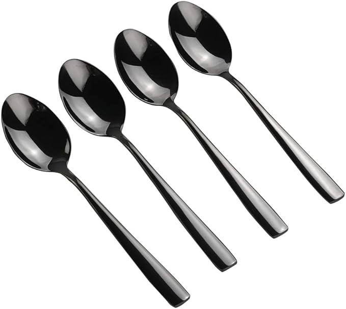 Teyyvn 12-Piece Black Stainless Steel Dessert Spoons