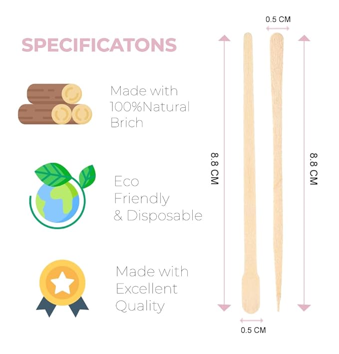 Mibly 1000 Pcs Wooden Wax Sticks - Eyebrow, Lip, Nose Small Waxing Applicator Sticks for Hair Removal and Smooth Skin - Spa and Home Usage-BrightBean Baby