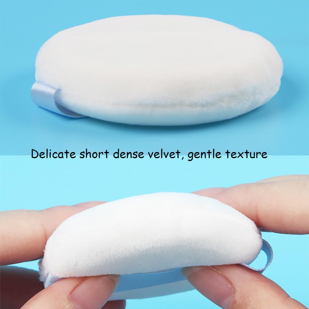 Ultra Soft Powder Puff and Container 3.3" High Density Velvet Dusting Washable Reusable Powder Puff,Body Powder Puff and Glass Jar Holder Loose Powder Box with Puff for Face Makeup(Black)-BrightBean Baby
