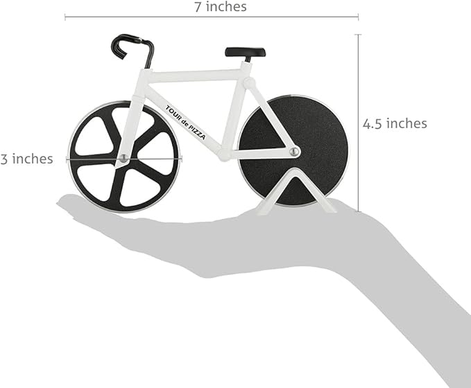 Bicycle Pizza Cutter - TOUR de PIZZA Cutter with Display Stand - White Elephant Gifts, Kitchen Gagdets, Funny Gift Ideas