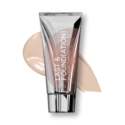 WUNDERBROW Full Coverage Foundation, Last & Found[ation] – Buildable Full Coverage Liquid Foundation For 24+ Hours Wear – Long Lasting, Waterproof, Porcelain-BrightBean Baby