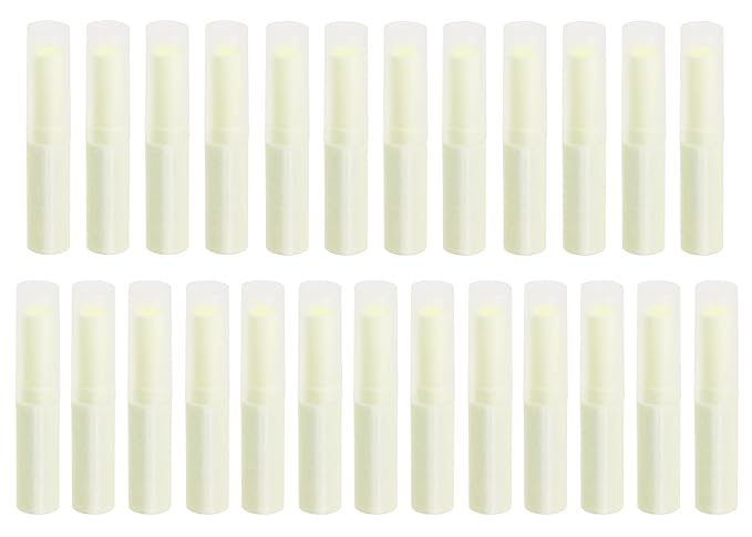 0.14oz Empty Flavored Lip Balm Container Tubes Plastic Homemade Moisturizing Lip Stick with Caps Bulk Fit for Women Adult DIY Making Supplies, 25 Count (Beige)-BrightBean Baby