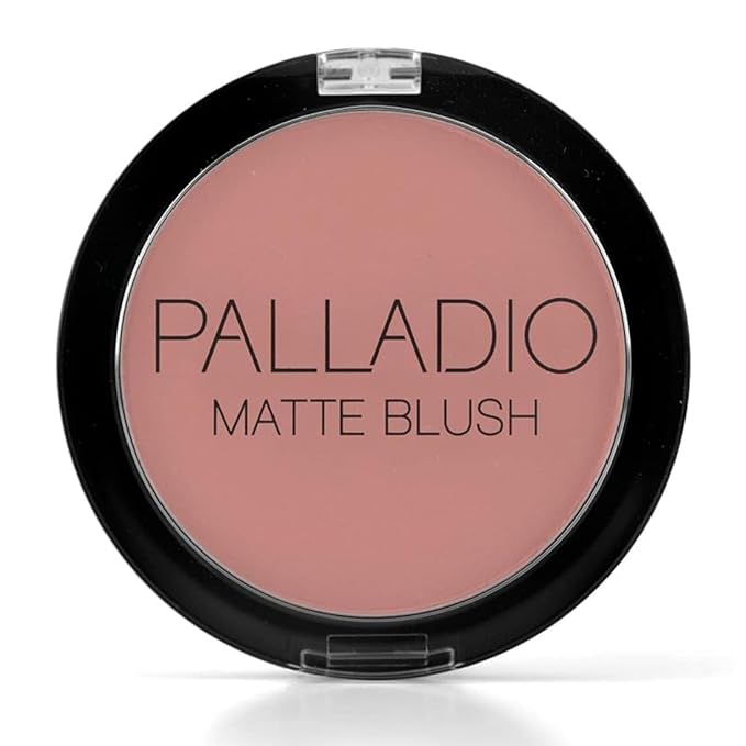 Palladio Matte Blush, Brushes onto Cheeks Smoothly, Soft Matte Look and Even Finish, Flawless Velvety Coverage, Effortless Blending Makeup, Flatters the Face, Convenient Compact, Peach Ice-BrightBean Baby