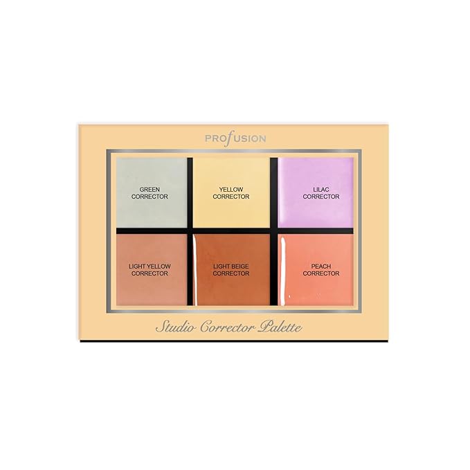Profusion Cosmetics Studio Corrector Palette for Radiant, Even Skin Tone, Raise Your Makeup Routine and Reduce Redness, Dark Circles, and Other Imperfections to Achieve Flawless Skin-BrightBean Baby