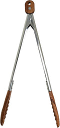 Lee's Clover Wooden Tongs for Cooking with Walnut Wood Tips & Stainless Steel Handle – Food & Kitchen Tongs for Serving, Salad, BBQ, Buffet, Grill (Large)