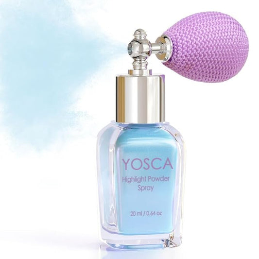 Yosca Highlighter Powder Spray, 20ML Cosmetic Grade Shimmer Powder Blue Glitter Spray Sparkle Highlighter Makeup Festival Concert Accessorise for Rave Clothes Hair Face Nail Art - Cedre Lake-BrightBean Baby