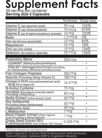 Hair Growth Vitamins for Women with Biotin, Collagen Peptides, Vitamin C & Omega-3 – 90 Capsules – Hair Supplements for Menopause & Postpartum – Hormonal Balance Support & Thicker Hair for Women-BrightBean Baby