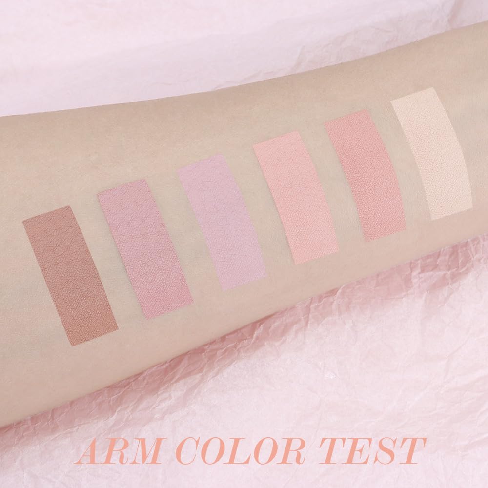 6Colors Glitter Matte Eyeshadow Palette, Natural Nude Brown Purple Coffee Shimmer Sparkly Eye Shadow Makeup, Warm Pastel Eyeshadows Palette, Long Lasting, Natural-Looking Women Girls Eye Shadow 01-BrightBean Baby