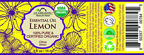 US Organic 100% Pure Lemon Essential Oil - USDA Certified Organic, Cold Pressed - W/Euro droppers (More Size Variations Available) (15 ml)-BrightBean Baby
