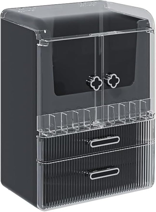Acrylic Makeup Organizer with Drawers – 38.5CM Large Capacity Cosmetic Storage Box, Dustproof & Waterproof Vanity Organizer for Skincare, Jewelry, Lipsticks & Beauty Products (Black)-BrightBean Baby