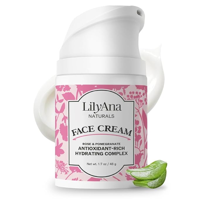 LilyAna Naturals Face and Neck Moisturizer for Women and Men - Moisturizer Face and Neck Cream for Dry Skin and Dark Spot Brightening - Rose and Pomegranate Extracts - 1.7oz-BrightBean Baby