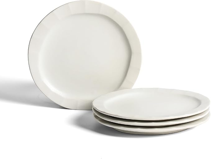 Stone Lain Oasis 4-Piece Salad Plate Set Stoneware, White