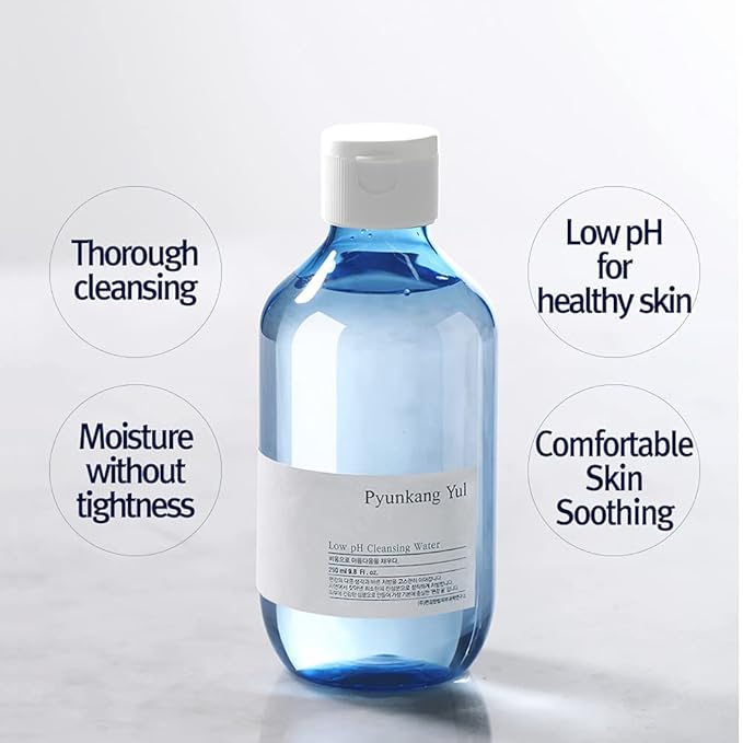 Pyunkang Yul PKY Low pH Cleansing Water Makeup Remover Face Cleanser with Witch Hazel and AHA - Cica, Tea Tree Extract Natural Ingredients Ceramide Micellar Water 9.8 Fl Oz-BrightBean Baby