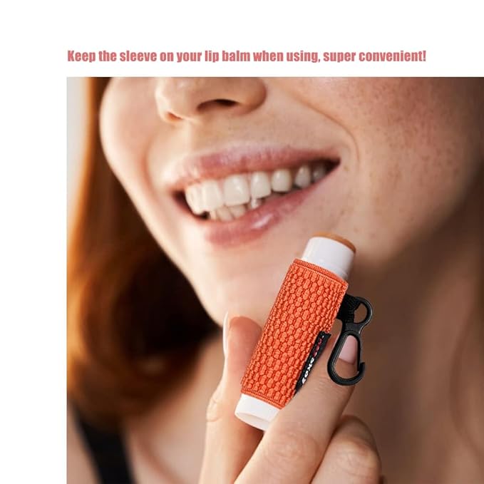 5PCS Lip Balm Holder Lipstick Sleeves Keychain Lip Gloss Holder Keychain Chapstick Elastic Sleeves Bulk(Black/Orange/Yellow/Light blue/Watermelon)-BrightBean Baby
