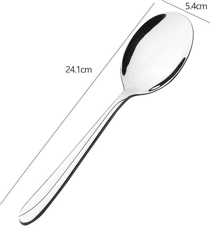 Anbers 8 Pieces Large Serving Spoons, 9.45 Inches, Stainless Steel Catering Serving Spoons