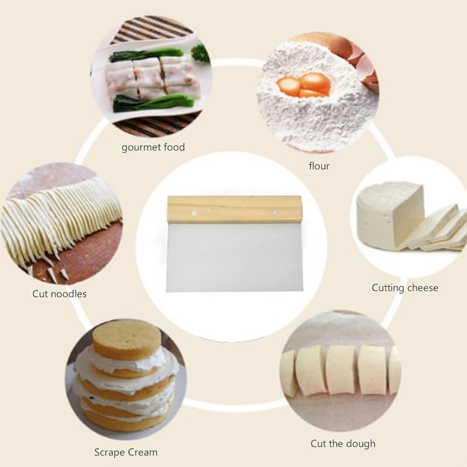 4 PCS Bench Scraper, Scraper Food Tool,Dough Scraper and Pastry Cutter With Scale,Food Chopper Baking Supplies Kitchen Gadgets (Green)