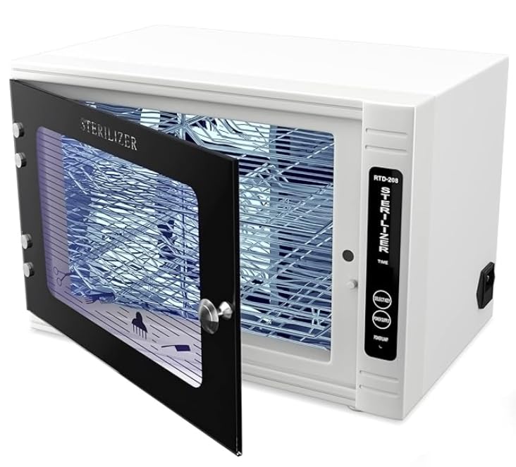 UV Sanitizing Cabinet (12L) Large Capacity - Metal Chemical-Free UVC Cleaner Box with Easy to Use Timer (5-60 Min) for Salon Tools, Manicure Supplies, Baby Bottles, Phones, Cutlery & More-BrightBean Baby