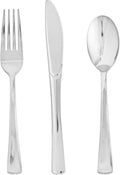 SUT 600PCS Silver Plastic Silverware, Plastic Silverware Heavy Duty, Disposable Cutlery, 200 Forks,200 Spoons, 200 Knives for Party