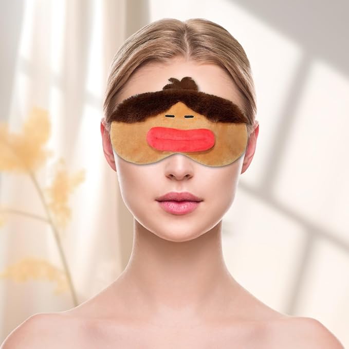 PERFECTSIGHT Sleep Eye Masks, Cute Plush Sleep Eye Cover Lightweight Adjustable Eyeshade Faux Fur Mask Cover for Women Men Sleep Travel Nap, Girl Braid-BrightBean Baby