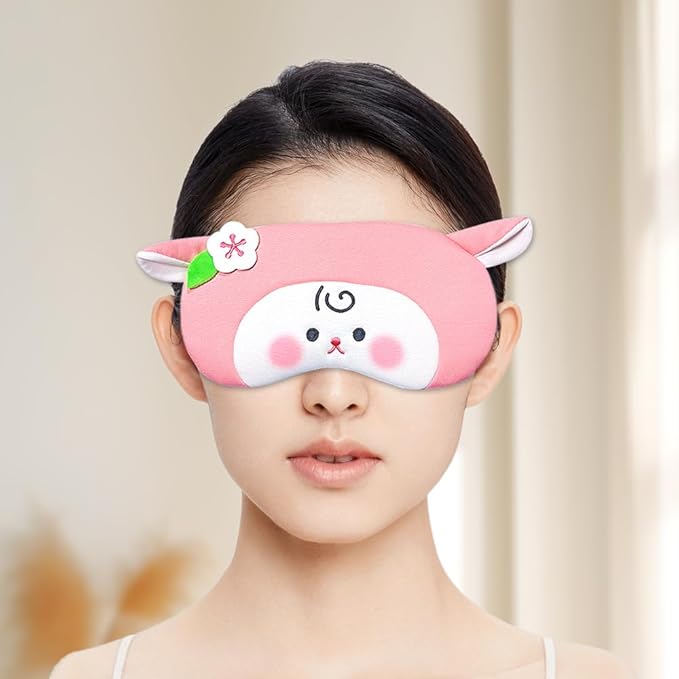 PERFECTSIGHT Sheep Sleep Eye Masks, Cute Plush Sleep Eye Cover Lightweight Adjustable Eyeshade Faux Fur Mask Cover for Women Men Sleep Travel Nap (Pink Sheep)-BrightBean Baby